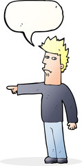 cartoon man pointing with speech bubble