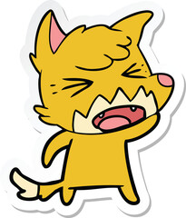 sticker of a angry cartoon fox