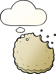 cartoon biscuit with thought bubble in smooth gradient style