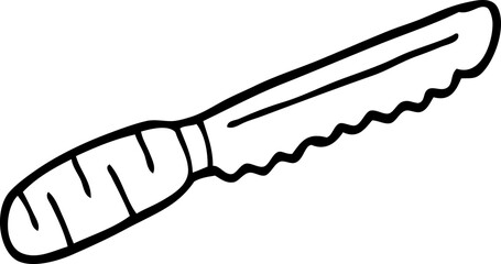 line drawing cartoon bread knife