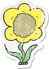 distressed sticker of a cartoon flower