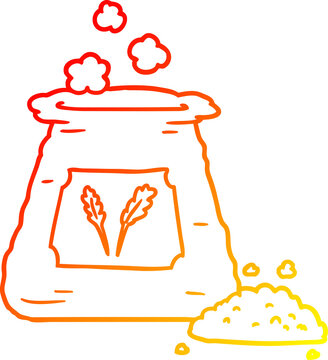 recommend clip art: warm gradient line drawing of a cartoon bag of flour