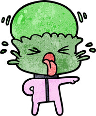 weird cartoon alien pointing