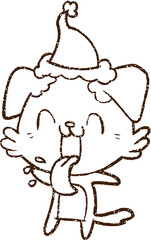 Festive Dog Charcoal Drawing