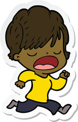 sticker of a cartoon woman talking