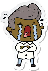 sticker of a cartoon crying man
