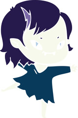 flat color style cartoon friendly vampire girl