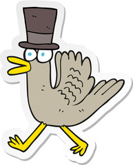 sticker of a cartoon duck in top hat
