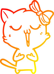 warm gradient line drawing of a cartoon cat