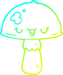 cold gradient line drawing of a cartoon mushroom