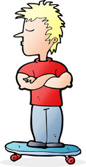 cartoon arrogant boy on skateboard