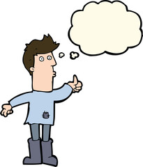 cartoon poor man with thought bubble