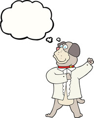 freehand drawn thought bubble cartoon dog in shirt