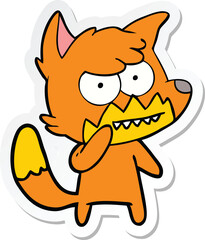 sticker of a cartoon grinning fox