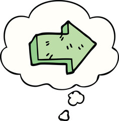 cartoon pointing arrow with thought bubble