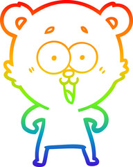rainbow gradient line drawing of a laughing teddy  bear cartoon