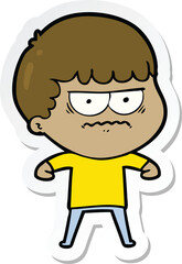 sticker of a cartoon annoyed man