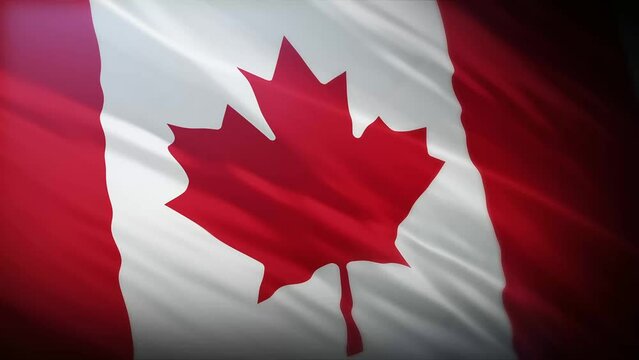 Animation of waving a flag of Canada, the national flag. Canadian official flag flying in the wind isolated. Realistic waving Canada flag