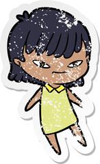 distressed sticker of a cartoon woman