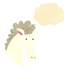 cartoon horse head with thought bubble