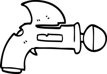 line drawing cartoon ray gun