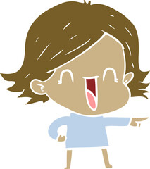 flat color style cartoon laughing woman