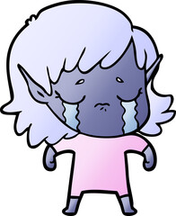 cartoon crying elf girl