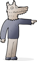 cartoon wolf man pointing