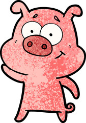 happy cartoon pig
