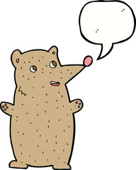 funny cartoon bear with speech bubble