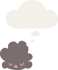 cartoon cloud with thought bubble in retro style