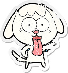 distressed sticker of a cute cartoon dog