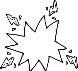 freehand drawn black and white cartoon electrical sparks