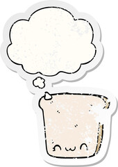 cartoon slice of bread with thought bubble as a distressed worn sticker