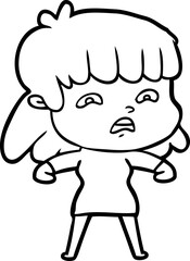 cartoon worried woman