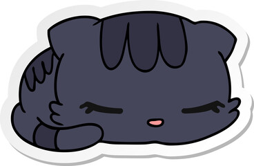 sticker cartoon illustration kawaii cute sleeping kitten