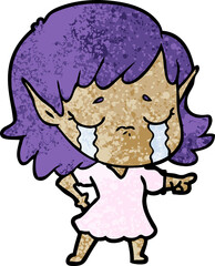crying cartoon elf girl