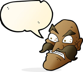 cartoon angry old man with speech bubble