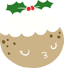 cute flat color style cartoon christmas pudding