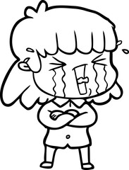 cartoon woman in tears
