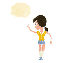 cartoon girl with idea with thought bubble