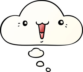 cute cartoon face with thought bubble in smooth gradient style