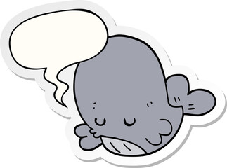 cartoon whale with speech bubble sticker