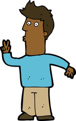cartoon man signaling with hand