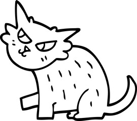 line drawing cartoon sly cat