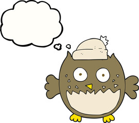 freehand drawn thought bubble cartoon owl