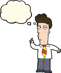 Fototapeta premium cartoon bored man asking question with thought bubble