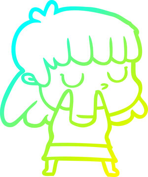 recommend clip art: cold gradient line drawing of a cartoon indifferent woman