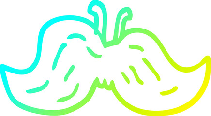 cold gradient line drawing of a cartoon mustache