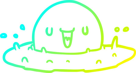 cold gradient line drawing of a happy egg